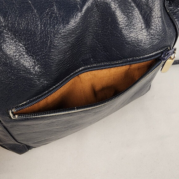 Vintage Blue Leather Shoulder Purse - Picture 5 of 7